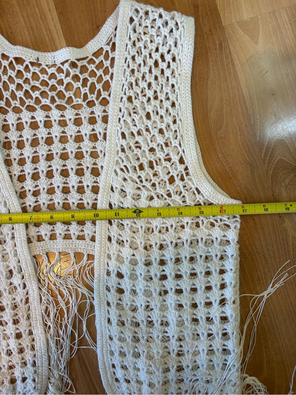 Crochet Fringe Vest in White - Picture 3 of 4